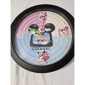 Vintage Disney Channel Mickey Mouse Wall Clock, Black Frame PBJ Otter Lion King